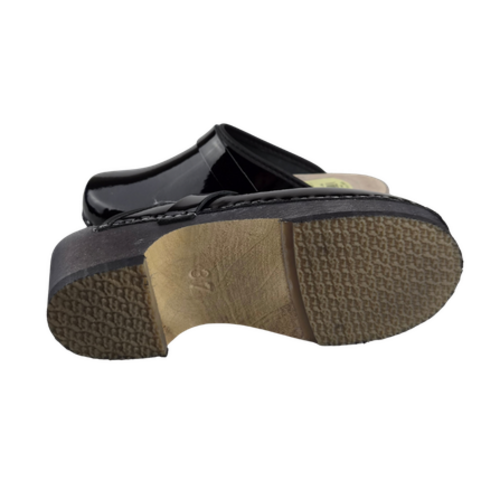 SIMSON Swedish Clogs Black Patent Leather