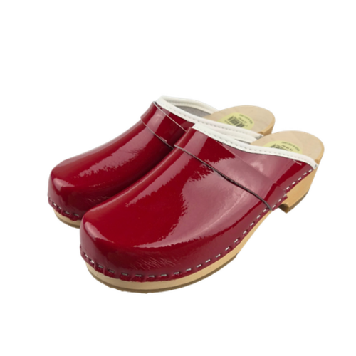 SIMSON Swedish Clogs Red Patent Leather