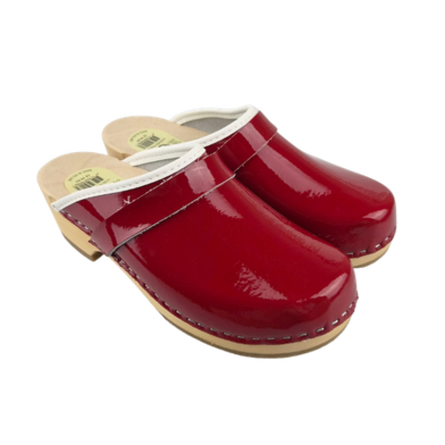 SIMSON Swedish Clogs Red Patent Leather
