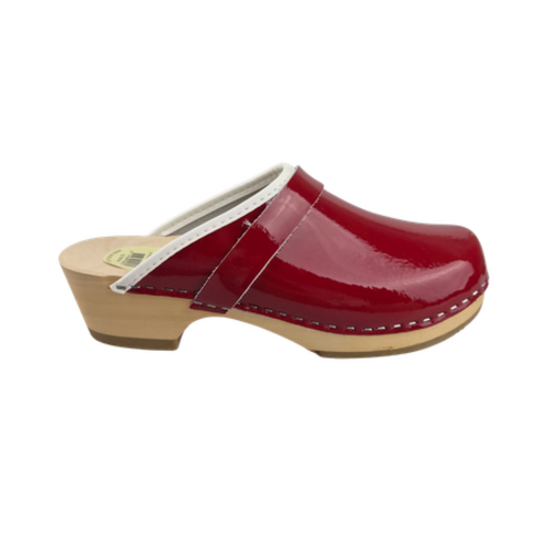 SIMSON Swedish Clogs Red Patent Leather