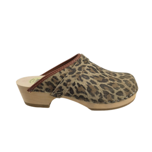 SIMSON Zweedse klompen - Leopard leer