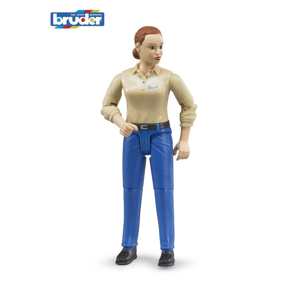 Bruder 60408 - Speelfiguur vrouw: blank, bruin, blauwe jeans