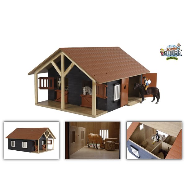 Kids Globe Paardenstal hout met 2 boxen en berging (geschikt voor Schleich)1:24 - 610167