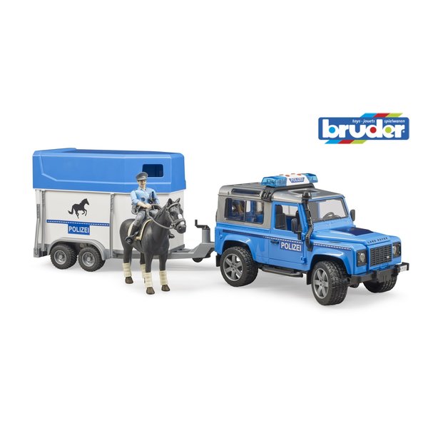 Bruder 2588 - Land Rover Defender politie en paardentrailer