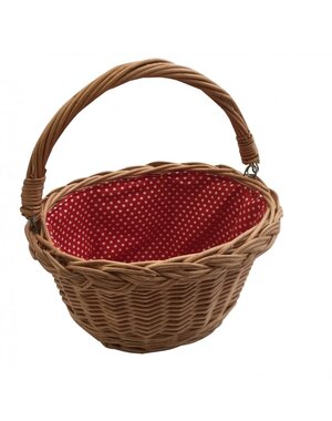  Rieten fietsmandje (rood/witte stippen)