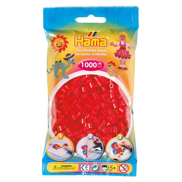 Hama Strijkkralen rood - 1000 st.