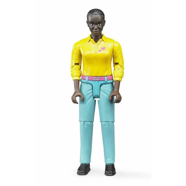 Bruder 60404 - Speelfiguur vrouw, turquoise jeans, geel shirt