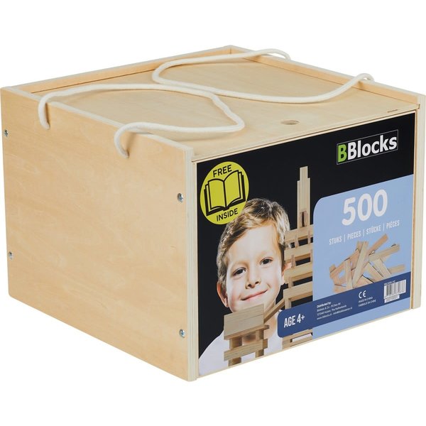 Bblocks 500 plankjes blank in houten kist