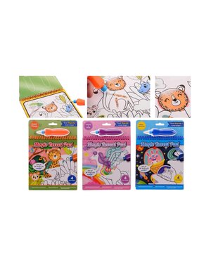 JohnToy Magisch tekenblok, kleuren met water -  3 soorten
