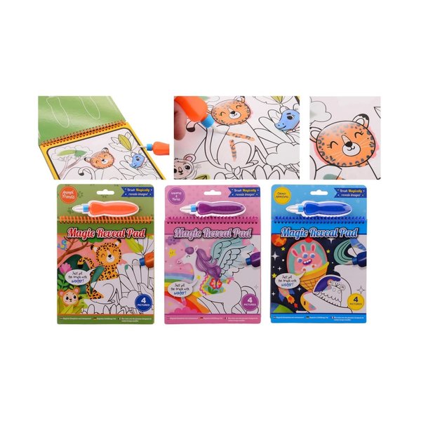 JohnToy Magisch tekenblok, kleuren met water -  3 soorten