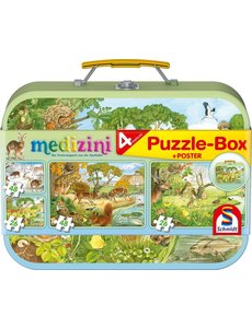 Schmidt 4 in 1 puzzelkoffer 4 jaargetijden in het bos - 2x26 en 2x48 stukjes
