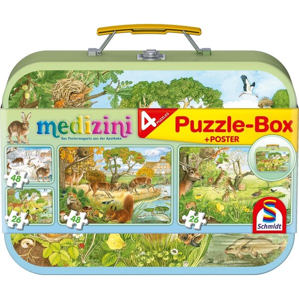 Schmidt 4 in 1 puzzelkoffer 4 jaargetijden in het bos