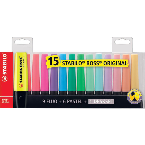 Stabilo Markeerstiften Boss fluor/pastel - 15 stuks