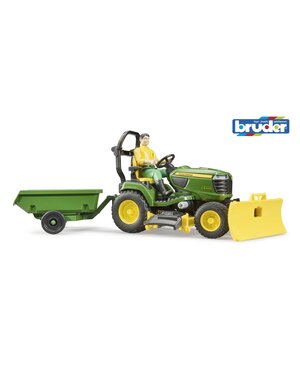 Bruder 62104 - John Deere Zitmaaier met aanhanger en tuinman