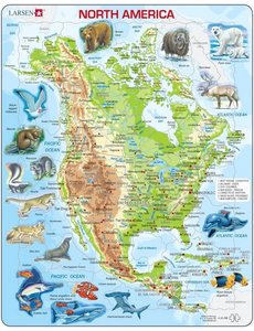  Larsen puzzel Noord Amerika met dieren - 66 stukjes