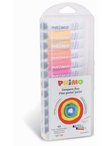 Primo Plakkaatverf 12 tubes van 12 ml, met kwast