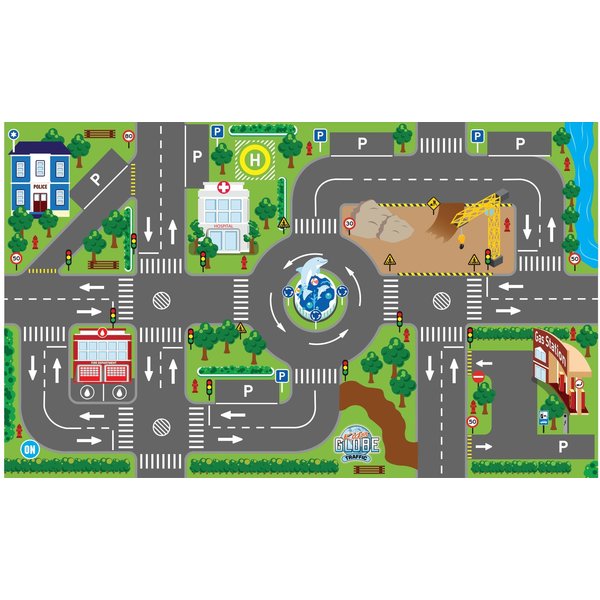 Kids Globe Speelkleed Verkeer met Led verkeerslichten, 72x120 cm