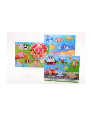 JohnToy Houten knopjes puzzel assorti 8 stukjes