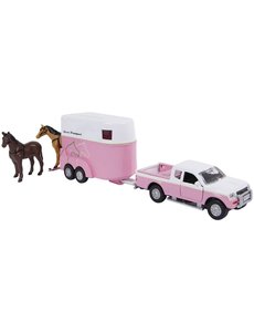 Kids Globe Auto Mitsubishi met paardentrailer roze