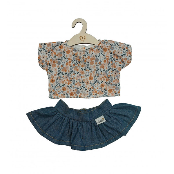 Hollie Poppenrok met shirt - Jeans happy flower blue