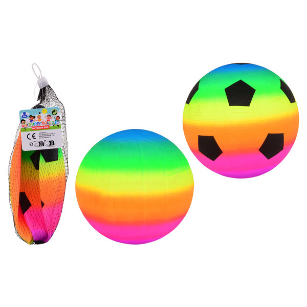 JohnToy Regenboogballen per 2 in net, maat 3