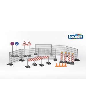 Bruder 62007 - Bouwplaatsset hekken met verkeersborden