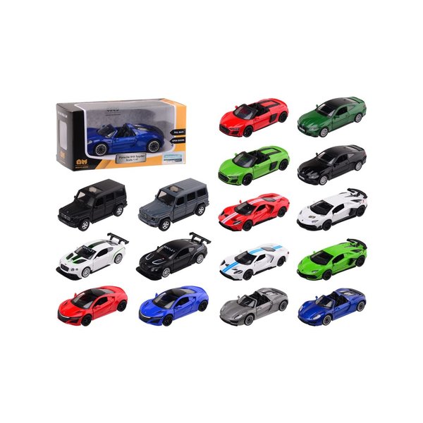 JohnToy Sportauto assorti kleuren schaal 1:42