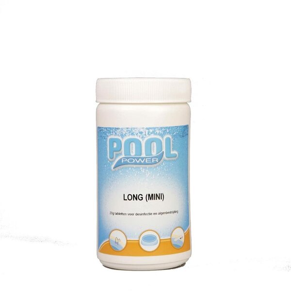 Pool Power Long Mini Chloortabletten 20 gram, pot 1 kg