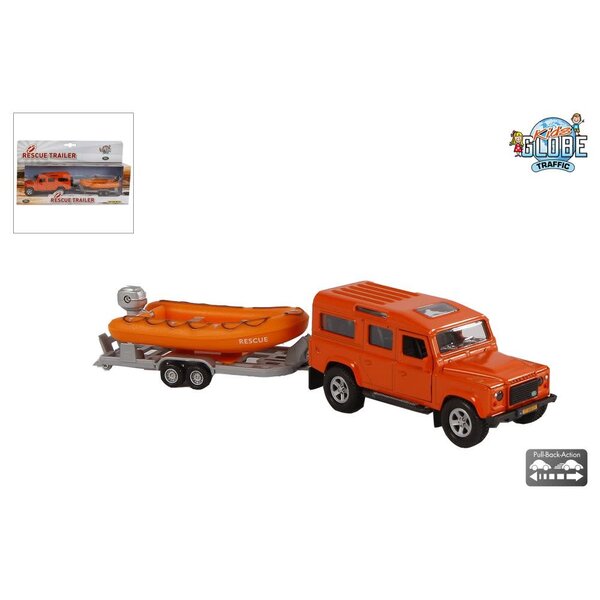 Kids Globe Landrover met reddingsboot