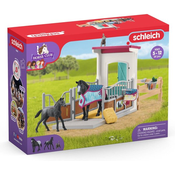 Schleich 42611 - Paardenbox met merrie en veulen