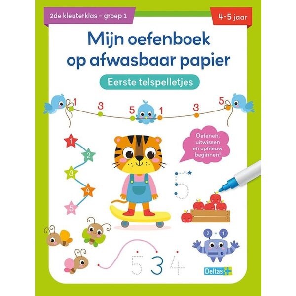 Deltas Mijn oefenboek op afwasbaar papier - Eerste telspelletjes (4-5 jaar)