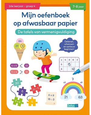 Deltas Mijn oefenboek op afwasbaar papier - De tafels van vermenigvuldiging (7-8 jaar)