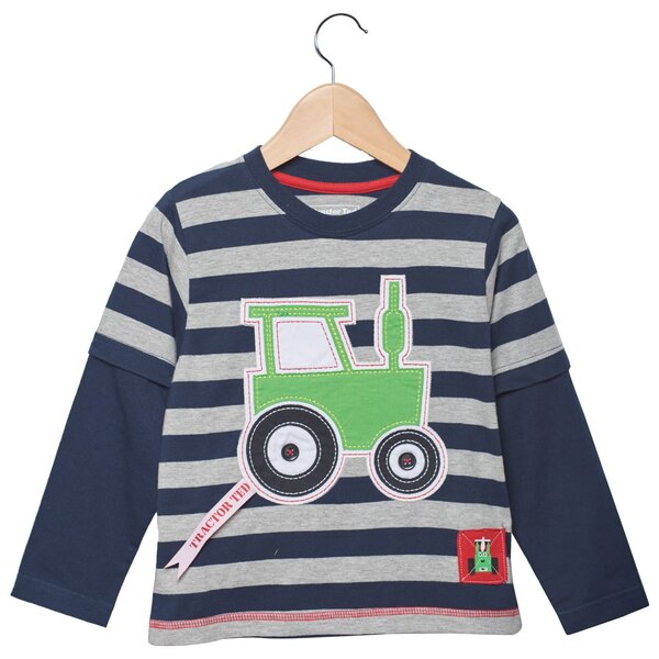 Tractor Ted Shirt lange mouw - Blauw/Grijs (5-6 jr)