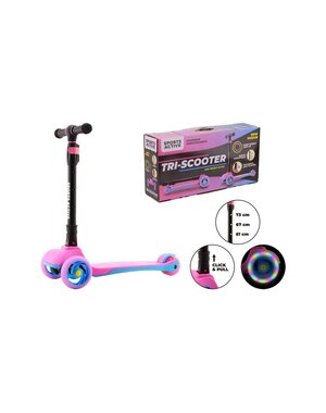 JohnToy Sports Active Max Tri-Scooter roze/blauw met lichtgevende wielen