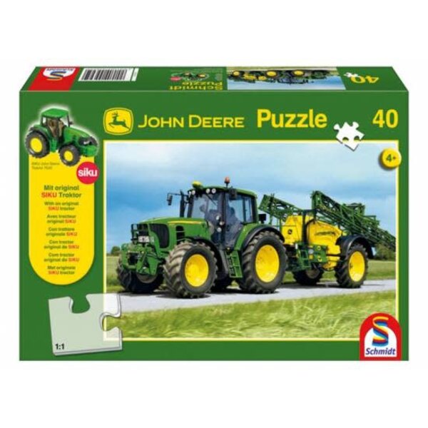 Schmidt John Deere 6630 met sproeier, 40 stukjes met SIKU miniatuur