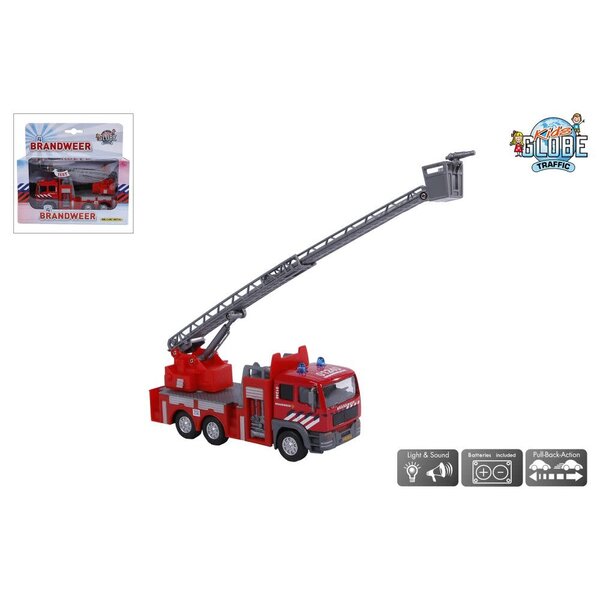 Kids Globe Brandweer ladderwagen met licht en geluid