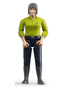 Bruder 60405 - Speelfiguur vrouw: blank, grijs, donker blauwe jeans