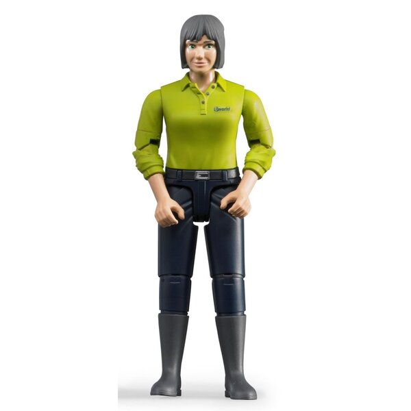 Bruder 60405 - Speelfiguur vrouw: blank, grijs, donker blauwe jeans