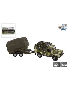 Kids Globe Landrover Defender Militairy met aanhanger