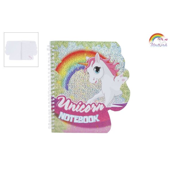 Notitieboek Unicorn glitter 16,5x16cm