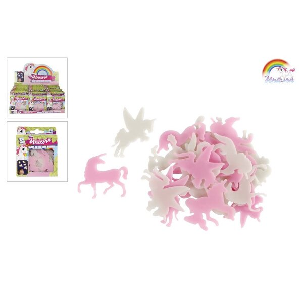 Glow in de dark Unicorn, 24 stuks mini