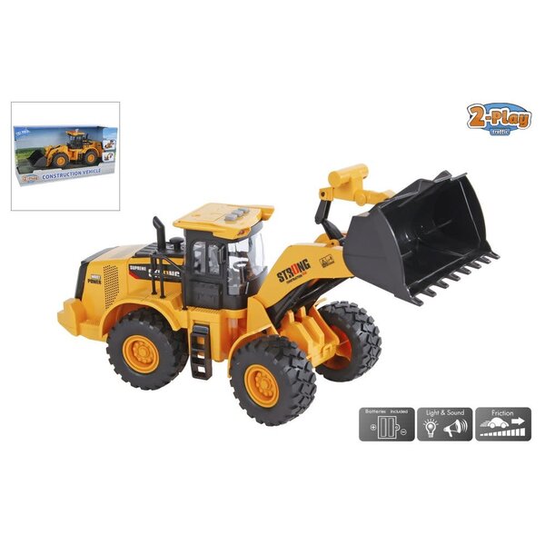 2-Play Bulldozer met licht en geluid, 30 cm