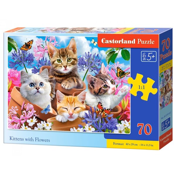 Castorland Kittens in de bloemen - 70 stukjes