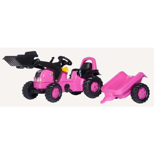Rolly Toys 24537 - Rollykid Roze met voorlader en aanhanger