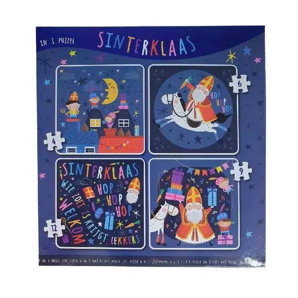 4 in 1 puzzel Sinterklaas - 4/6/9/12 stukjes