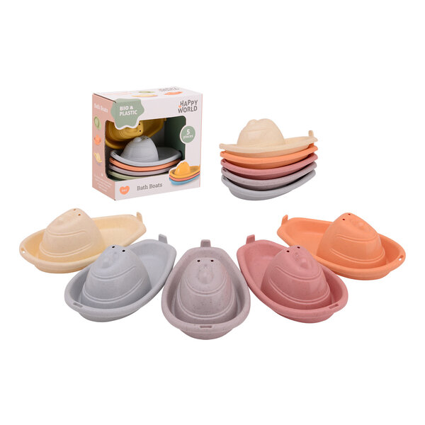 JohnToy Happy world badbootjes 5 stuks in pastelkleuren