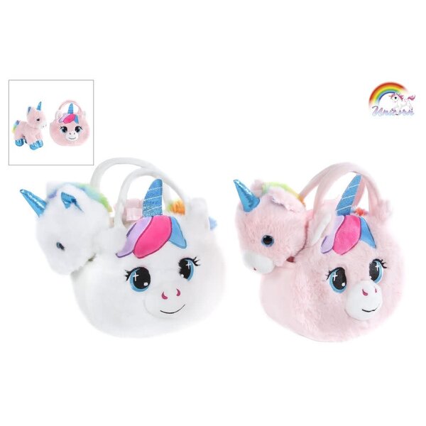 Pluche tasje met Unicorn knuffel, 20 cm