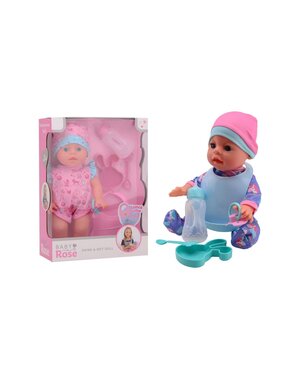JohnToy Baby Rose drink- en plaspop - 30 cm