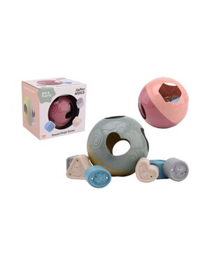 JohnToy Happy World Vormenstoof Rond Bio plastic, 2 assorti kleuren