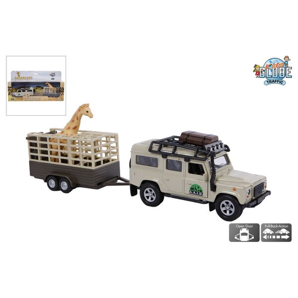 Kids Globe Safari set Landrover met giraf transport